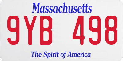 MA license plate 9YB498