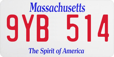 MA license plate 9YB514