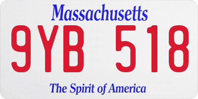MA license plate 9YB518
