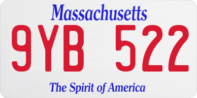 MA license plate 9YB522