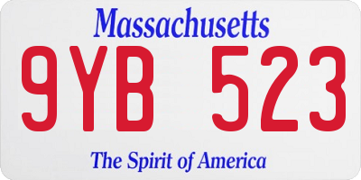 MA license plate 9YB523