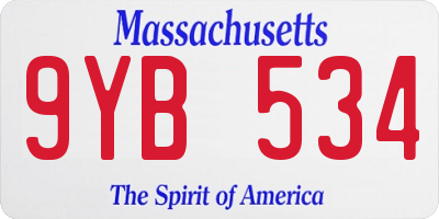 MA license plate 9YB534