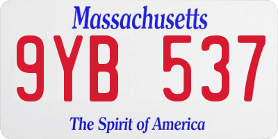 MA license plate 9YB537
