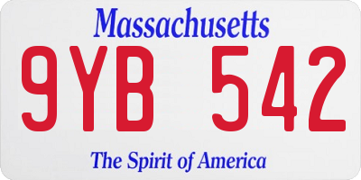 MA license plate 9YB542