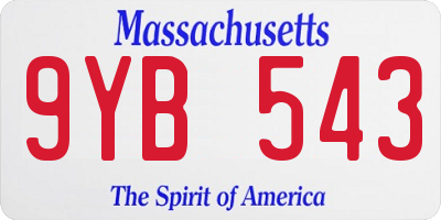 MA license plate 9YB543