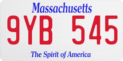MA license plate 9YB545