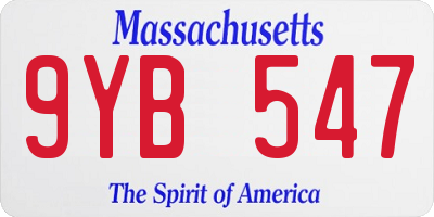 MA license plate 9YB547