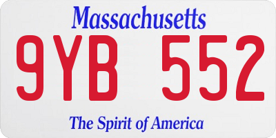 MA license plate 9YB552