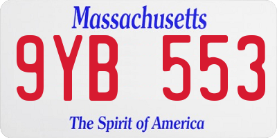 MA license plate 9YB553