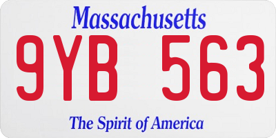MA license plate 9YB563