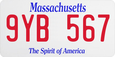 MA license plate 9YB567