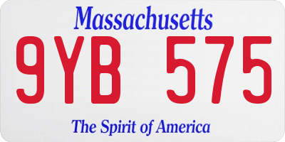 MA license plate 9YB575
