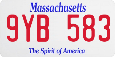 MA license plate 9YB583