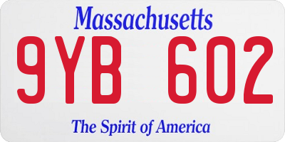 MA license plate 9YB602