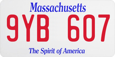 MA license plate 9YB607