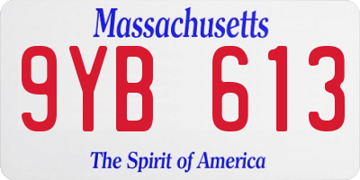 MA license plate 9YB613