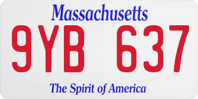 MA license plate 9YB637