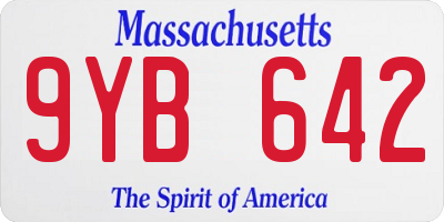 MA license plate 9YB642
