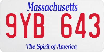 MA license plate 9YB643
