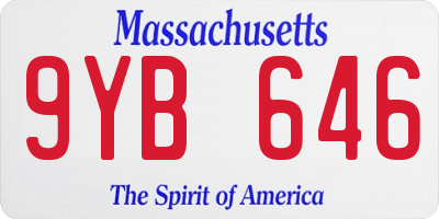 MA license plate 9YB646