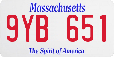 MA license plate 9YB651