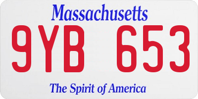 MA license plate 9YB653