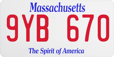 MA license plate 9YB670