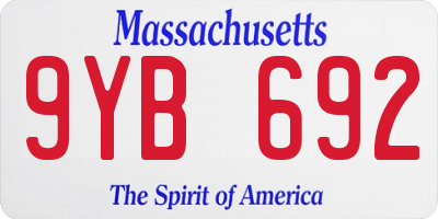 MA license plate 9YB692