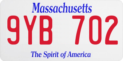 MA license plate 9YB702