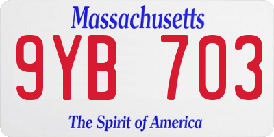 MA license plate 9YB703