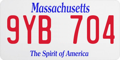 MA license plate 9YB704