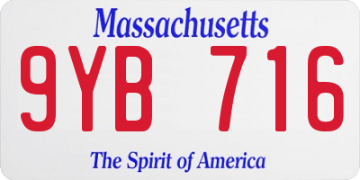 MA license plate 9YB716