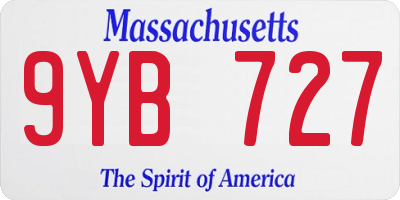 MA license plate 9YB727