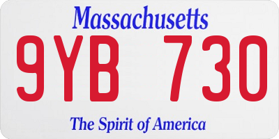 MA license plate 9YB730