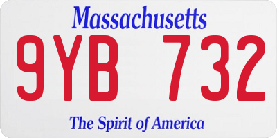 MA license plate 9YB732