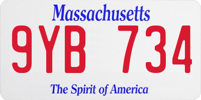MA license plate 9YB734