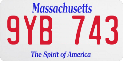MA license plate 9YB743