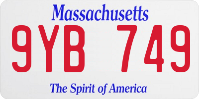 MA license plate 9YB749