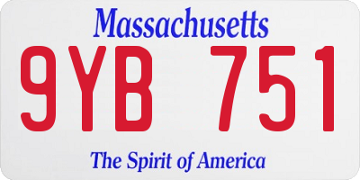 MA license plate 9YB751