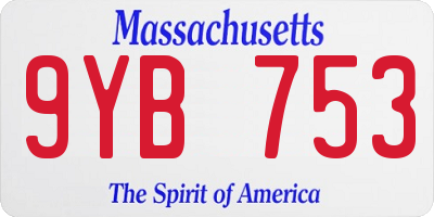 MA license plate 9YB753
