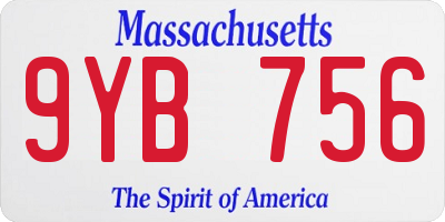 MA license plate 9YB756