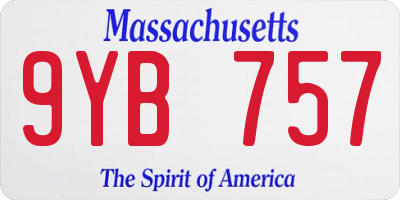 MA license plate 9YB757