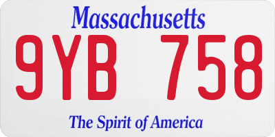 MA license plate 9YB758
