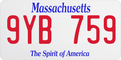 MA license plate 9YB759