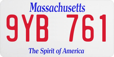 MA license plate 9YB761