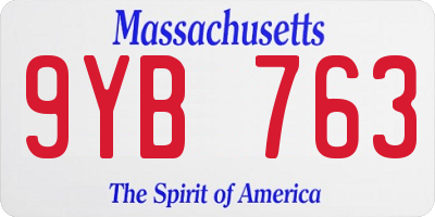 MA license plate 9YB763