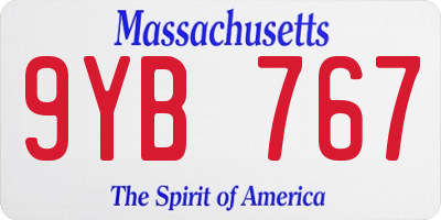 MA license plate 9YB767