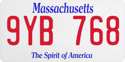 MA license plate 9YB768