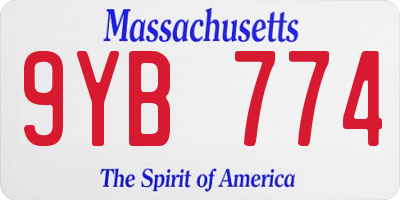 MA license plate 9YB774