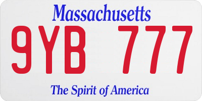 MA license plate 9YB777